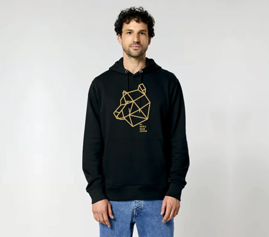 BLUZA Z KAPTUREM THE WHITE BEAR COFFEE - BLACK